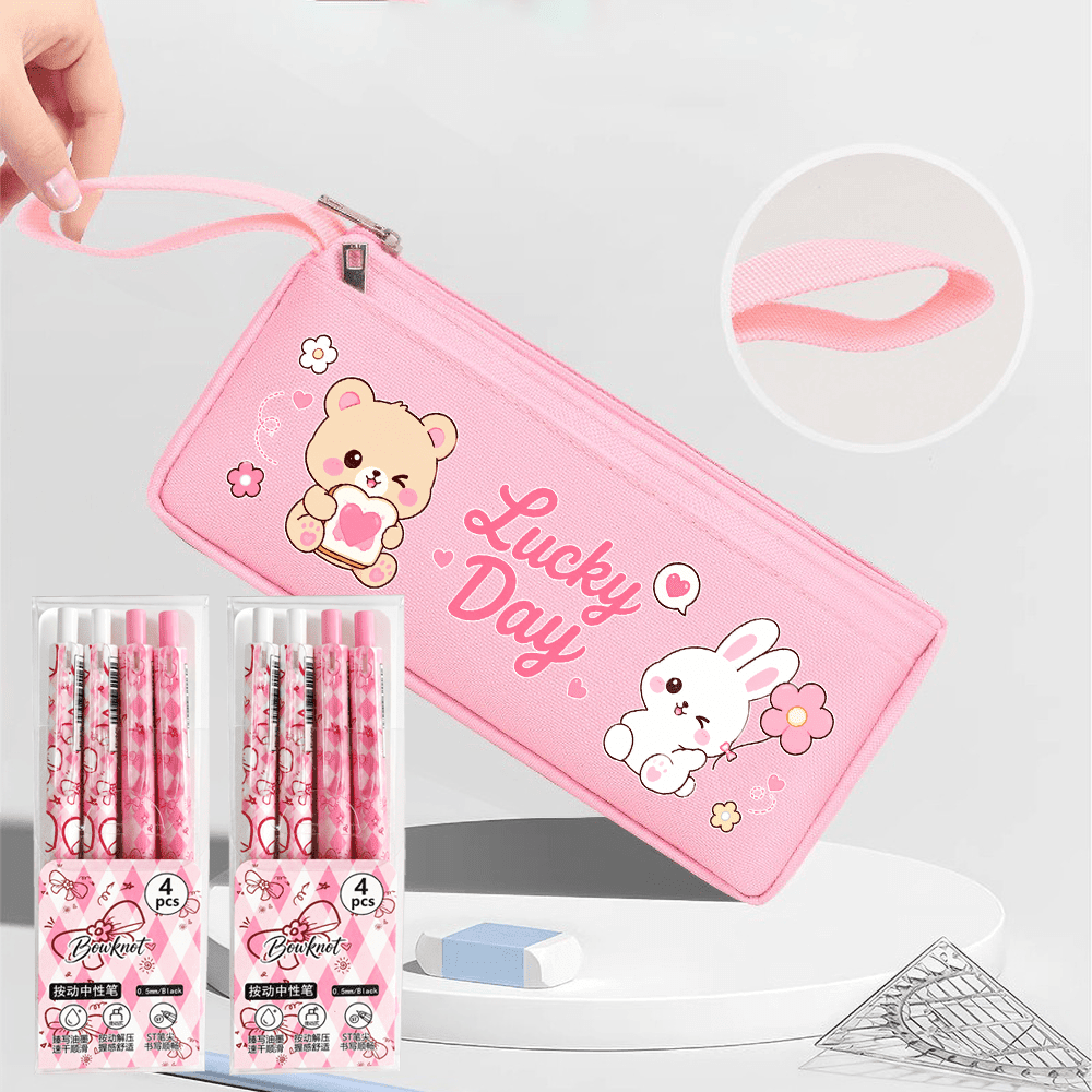 Pink Large Capacity Pencil Case Set,Pen Bag With Pens,Excellent Appearance Level,A Creative Stationery Box For Gifts,Back To School Supplies Essentials