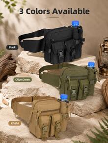 Multifunktionale Hüfttasche, taktische Bauchtasche mit Wasserflaschenhalter, Mehrfach-Taschen Hüftgürtel-Tasche für Männer und Frauen, verstellbare Outdoor-Hüfttasche, Crossbody-Brusttasche, Handy-Tasche für Wandern, Camping, Radfahren, Motorrad, Reisen - A - Übersicht 11