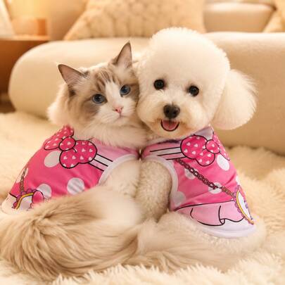 1pc Pet Spring/Summer Vest, Cat And Dog Universal Fake Harness Mesh Clothing, Suitable For Teddy, Bichon, Pomeranian And Other Pet Apparel