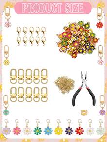 180 piezas de llaveros decorativos de flores de margarita de moda, combinación libre, regalo del Día de la Madre, Día de San Patricio, regalo exquisito de cumpleaños, decoración de bolsos, adorno colgante esencial para decoración festiva - Hazlo tú mismo - Ver 2