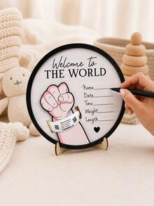 Baby Announcement Sign With Hospital Band Fist Design -Baby Essentials Newborn Newborn Photoshoot Prop Baby Shower Gift Hospital Bag Essentials - Multicolor - View 6