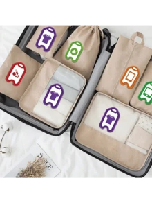 Wasserdichte selbstklebende PVC-Gepäck-Klassifizierungsaufkleber, 6 Stile, Reiseorganisationsetiketten, reißfest, lichtecht, geeignet für Aufbewahrungsboxen, Rucksäcke, Medikamentenschachteln, Toilettenartikel und Elektronikgeräte-Aufbewahrungstaschen, Reisekoffer-Klassifizierungsmarkierungsaufkleber, geeignet für Urlaub, Camping, Geschäftsreisen, Schlafzimmerdekoration, Schulanfang - Übersicht 2