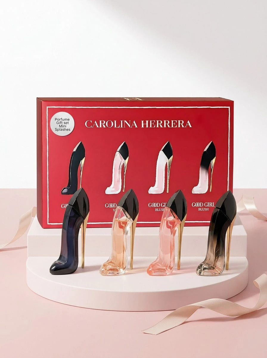 Carolina Herrera 女士迷你套装4件装（好女孩腮红7ml+非常好女孩香水7ml+好女孩香水7ml+非常好女孩精华液7ml）迷你套装 EDP 0.24盎司/7毫升*4 - 4 件迷你套裝 - 查看 1