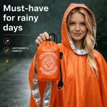 緊急雨披輕量防水連帽生存毯披肩，適合露營、徒步、戶外旅行 - 彩色 - 查看 1