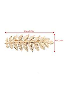 1Pc Light Luxury Gold Leaf Spring Clamp, Elegant Side Hair Clip, Chic Commute/Daily/Simple Versatile Headpiece - Multicolor - View 5