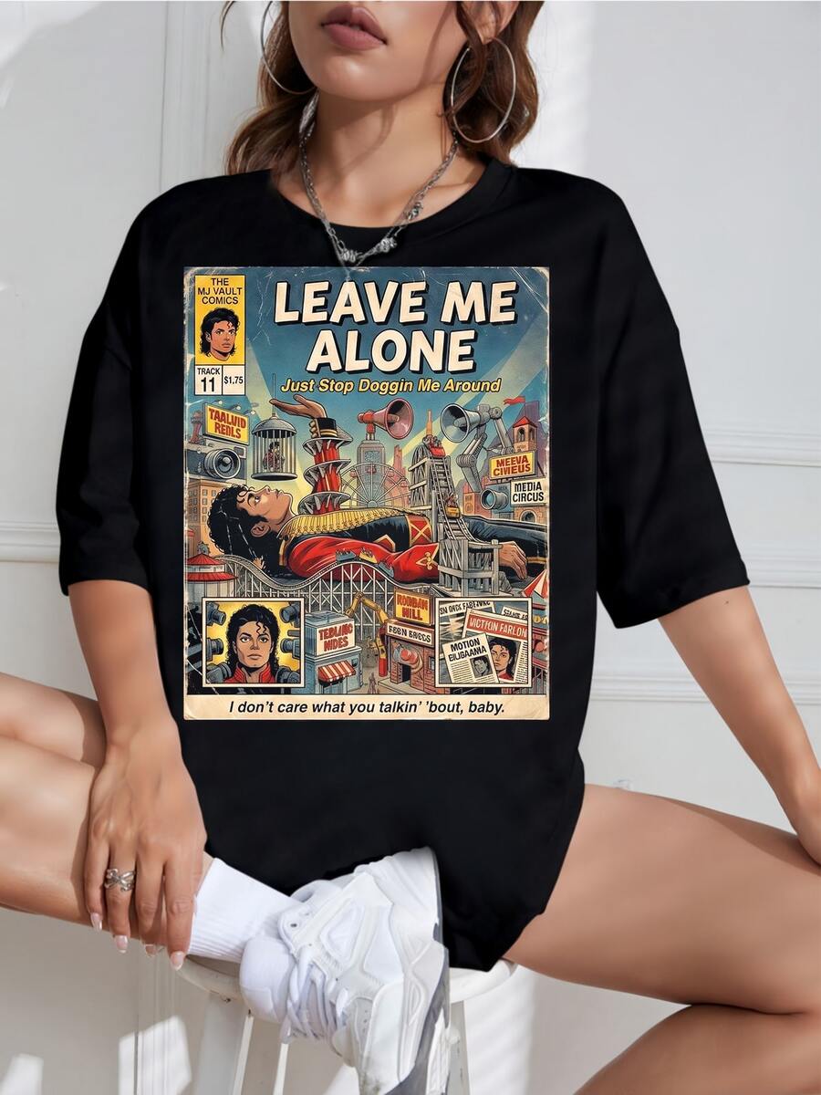 Michael Jacksons "Leave Me Alone" T-Shirt, Bad Era Comic Art Tee - 黑色 - 查看 1