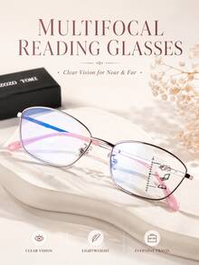 Progressive Multifocal Reading Glasses, Full Metal Cat Eye Frame, Dual-Use For Near And Far Vision, Light Clear Vision Design, Lightweight And Fashionable For Daily Wear And Travel - Putih - View 2