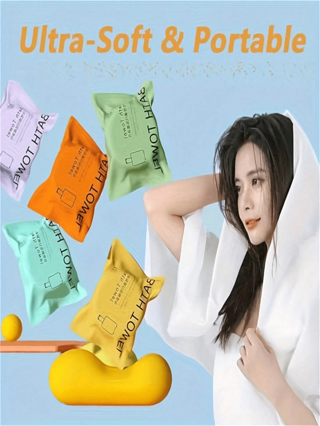 Juego de Toallas de Baño Comprimidas Desechables e Higiénicas. Absorbentes, Envueltas Individualmente. Compañero de Hotel y Gimnasio. - Multicolor - Ver 1