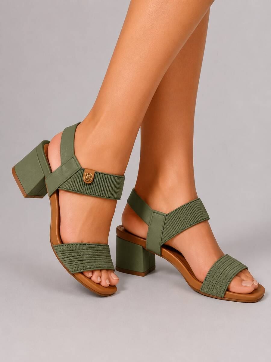 Women's Sandal With Thick Block Heel And Elastic, Orthopedic, Modare Ultraconforto - 橄欖綠 - 查看 1