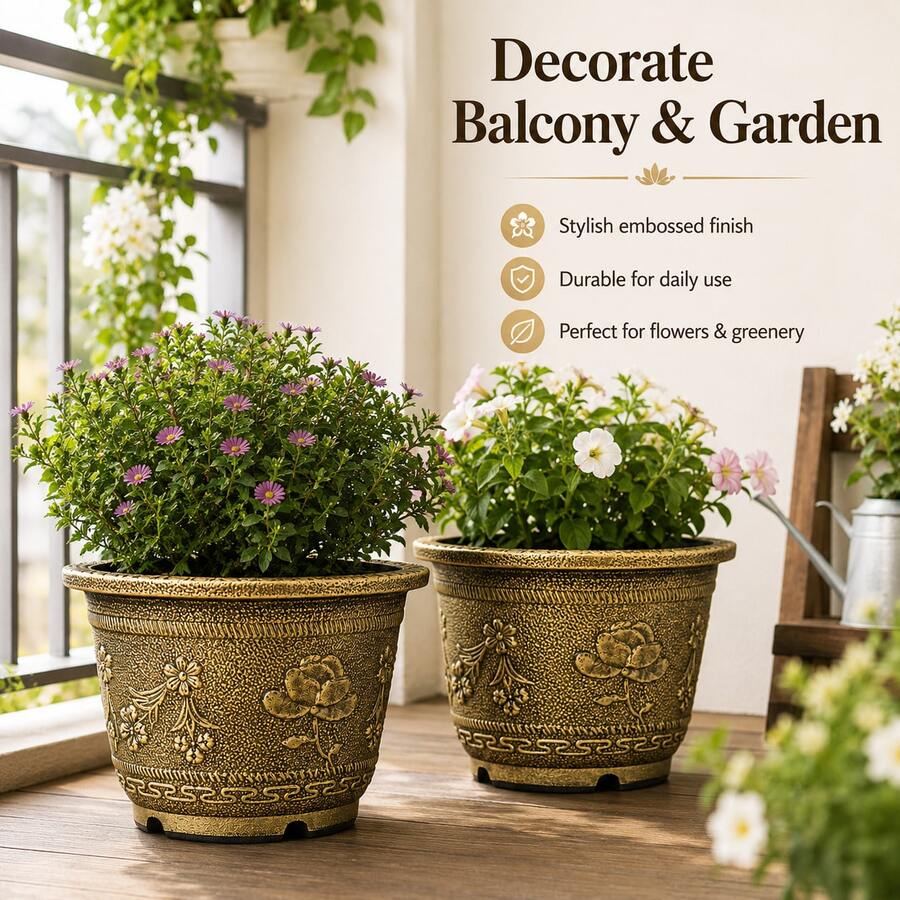 Extra Large Extra Thick Resin Thickened Large Flower Pot For Iron Tree, Fruit Tree, Balcony, Yard, Planting Trees And Growing Lotus - B - View 1