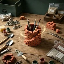 Mini ladrillos de arcilla natural cocida, ladrillos pequeños para construcción de casas de micro paisaje de jardín, modelo arquitectónico con accesorios de herramientas - Mini ladrillos - Ver 3