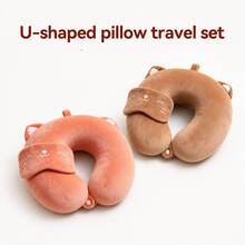 2pcs U-Shaped Pillow & Eye Mask Set, Memory Foam Neck Pillow With Cartoon Eye Mask, Portable Travel Pillow, Sleep Aid, Multiple Colors Available - 2-piece Set - View 19