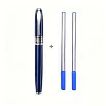 奢華黑銀金屬圓珠筆禮盒組，含 2 支替換筆芯，頂級順滑書寫商務簽名筆，附禮盒，適合父親節、畢業禮、企業商務男士禮品 - 無盒子套裝 - 查看 13