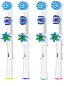 12pcs Black/White 1cm Diameter Electric Toothbrush Replacement Heads For Deep Cleaning, Compatible With Pro 1000/9600/5000/3000/8000/Genius And Smart Electric Toothbrushes - 查看 20