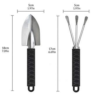 Mini Gardening Tool Set, 201 Stainless Steel Hand Trowel And 3-Prong Cultivator Rake With Non-Slip Handles, Rust-Resistant Small Garden Tools For Succulents, Bonsai, Potting, Transplanting And Soil Loosening