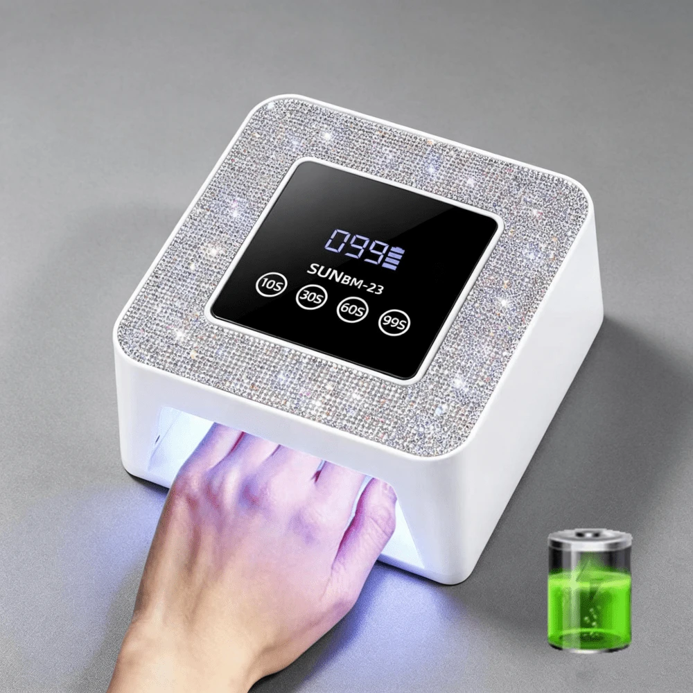 Lampada UV LED ricaricabile per unghie, senza fili, lampada per asciugatura unghie con strass scintillanti, adatta per unghie in gel, strumenti professionali per unghie, uso domestico e in salone