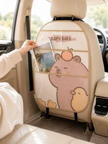 Car Seat Back Protector Kick Mat, Cute Capybara Rear Seat Cover With Transparent Storage Pocket, Waterproof, Anti-Slip, Dirt-Resistant, Scratch-Resistant, Cartoon Car Interior Accessory, Universal Fit For Most Sedans, SUVs, Suitable For Babies And Children - Multicolor - View 7