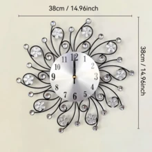 1 chiếc đồng hồ treo tường hiện đại, không gây tiếng ồn, thích hợp cho phòng khách, nhà bếp, phòng ngủ, văn phòng. Đồng hồ treo tường bằng kim loại pha lê, chạy bằng pin, vật trang trí (không bao gồm pin), 15 inch, trang trí nhà cửa, quà tặng trang trí phòng, đồng hồ sinh nhật, tốt nghiệp, trang trí tường phòng ngủ, trang trí ký túc xá, trang trí tựu trường. - Nhiều màu - Xem 18