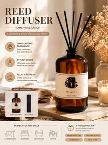 Conjunto Difusor de Varetas para Fragrância Doméstica, Difusor de Aromaterapia em Vidro Âmbar de 500ml, Difusor de Óleo Essencial Natural de Planta de Longa Duração, Adequado para Quarto, Sala de Estar, Banheiro, Escritório, Hotel, Presente de Inauguração, Presente de Natal, Para Mulheres, Homens, Adultos, Idosos - Multicolorido - Visão 10