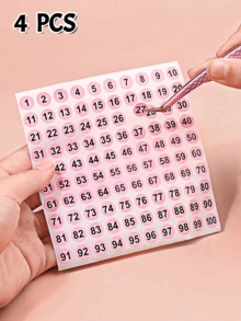 4件組美甲貼紙 數字貼紙 圓形粉色數字貼紙 指甲油黏性彩色數字貼紙 標籤貼紙 美甲用品 美甲工具 美甲配件 返校季 - 彩色 - 查看 3