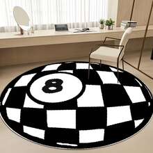 1pc Black And White Plaid Pattern Rug, Bathroom Mat, Bathroom Carpet, Door Mat, Small Rug, Carpet, Floor Mat, Home Decor, Area Rug, Outdoor Mat, Home Decor, Area Carpet, Bedroom Carpet, Washable Rug - Black and White - View 2