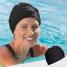 1pc Adult Extra Large Swim Cap - Elastic Comfortable Fit, Machine Washable, Suitable For Swimming Pool, Spa, Bath - Neutral Hair Protection Cap, High Quality Textile Fabric - Multicolor - View 2