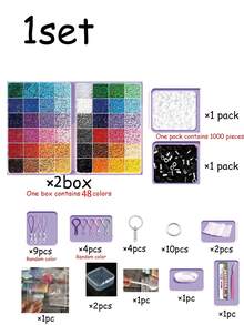 1 Set de Cuentas de Colores, 24 Colores Diferentes con Herramientas de Cuentas y Caja de Almacenamiento, Set de Manualidades Creativas, Regalo de Cumpleaños, Kit de Manualidades DIY, Adecuado para Recuerdos de Fiesta de Cumpleaños, Set de Manualidades DIY - multicolor - Ver 14