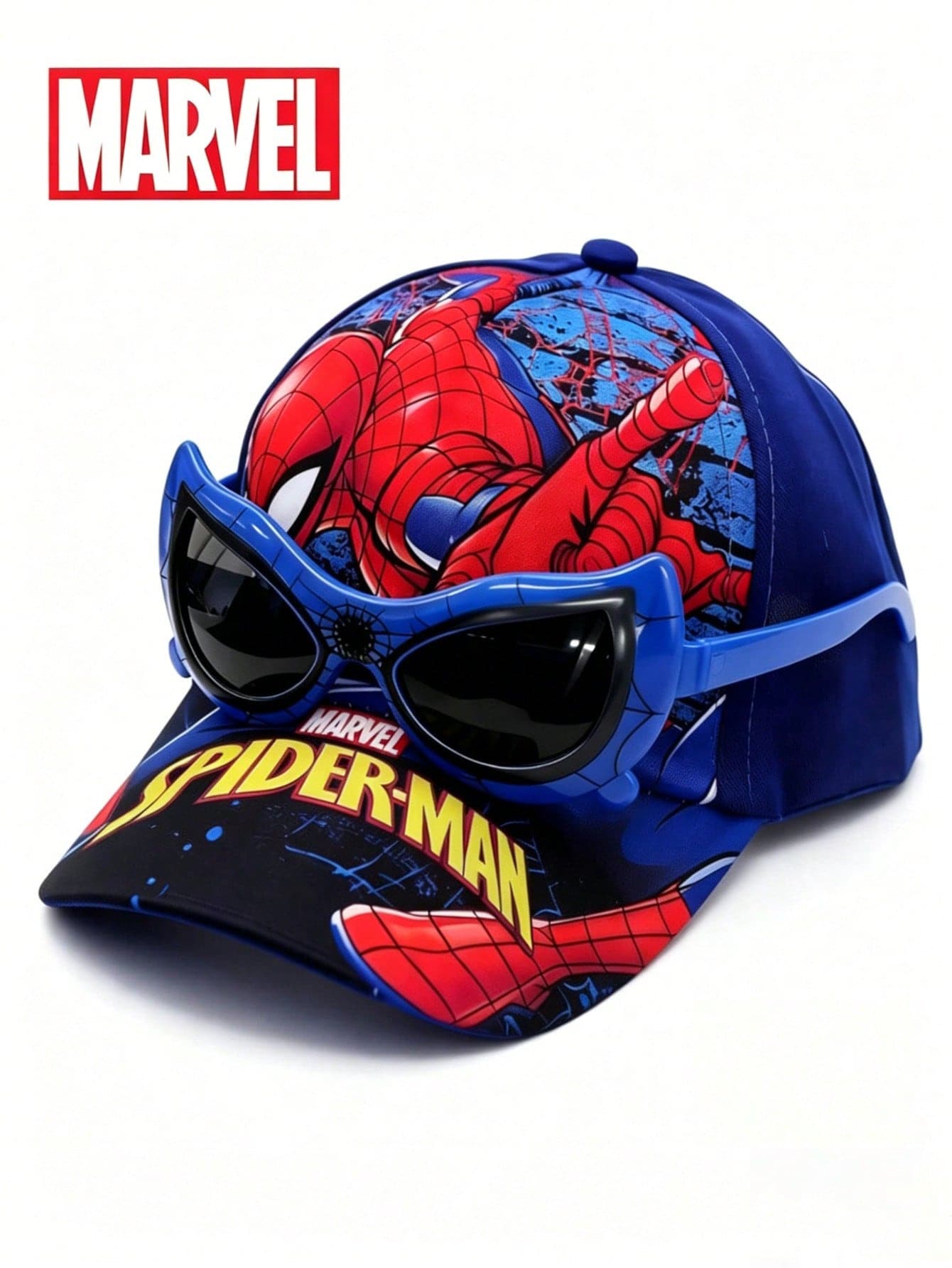 Marvel 蜘蛛人系列棒球帽-可調節、中性款,適合夏季,完美的家人與朋友生日禮物,休閒街頭風,透氣棉質布料,四季皆宜,蜘蛛網圖案裝飾,適合日常穿著、旅行與都市時尚 - A - 查看 1