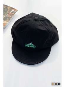 Vintage Letter Baseball Cap For Women, All-Season Student Versatile Duck Bill Cap, Breathable Wide Brim Mesh Cap, Niche Color Block Flat Brim Duck Bill Cap, Soft Top Large Logo Embroidered Letter Streetwear Baseball Cap, Face-Slimming Skater Hippie Chicks Style - Multicolor - View 5
