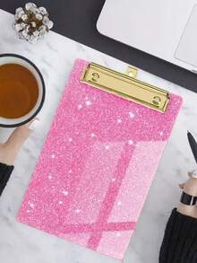 Sparkling Sequin Acrylic Clipboard, Durable PMMA Material, 6 Vibrant Colors, With Metal Frame And Glittering Sequins, Compact And Portable Design, Suitable For Classroom, Office, School, Notebook And Diary, Teacher Gift, Back To School - Multicolor - View 4