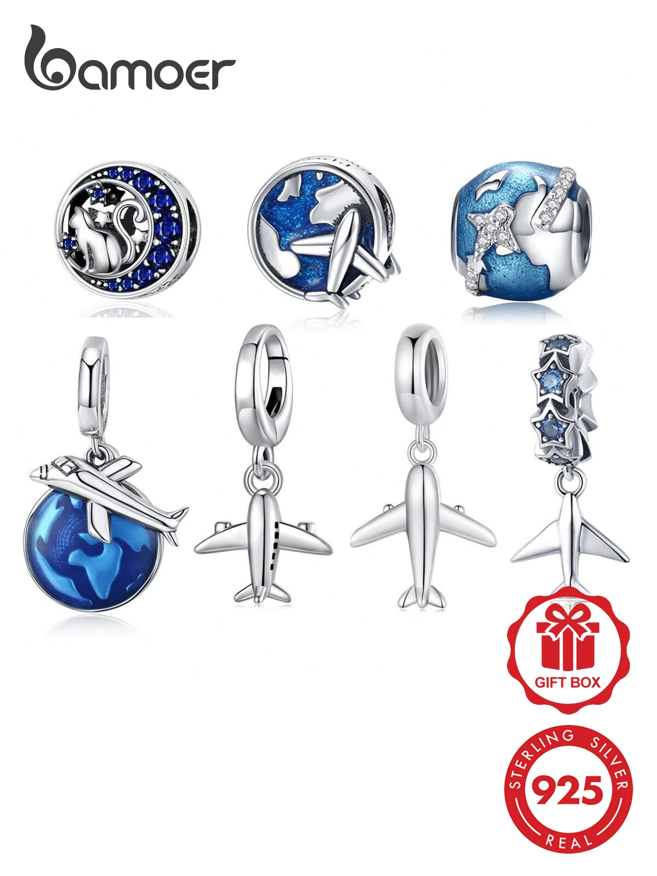1 pièce Pendentif avion en argent sterling 925, convient pour bracelet chaîne serpent DIY, élégant bijou de perles