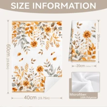 MEMNUN 2件裝秋季水彩向日葵南瓜楓葉印花廚房抹布洗碗布，超細纖維聚酯材質 Hello Fall 秋季乾燥花裝飾手巾，感恩節居家布藝掛巾，適合餐廳、廚房、居家裝飾與送禮，40*60cm/45*70cm - 彩色 - 查看 4