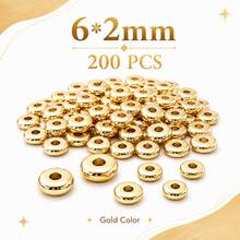 100-200-300-500-600pcs 4mm 6mm CCB Pendant Spacer Beads Gold Beads Wheel Beads Flat Round Loose Beads DIY Jewelry Making Material Accessories - Gold - View 13