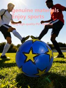 1 buah, ukuran 5, bola sepak, warna-warna indah dan desain pola yang menawan, cocok untuk latihan individu dan pertandingan tim, gaya dasar, bahan PVC, dijahit mesin, terasa lembut dan nyaman, dapat digunakan di dalam dan luar ruangan. - Royal Blue - View 3
