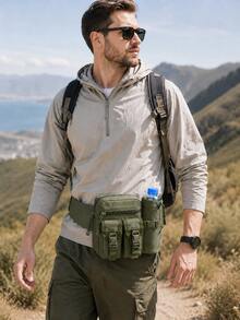 Multifunktionale Hüfttasche, taktische Bauchtasche mit Wasserflaschenhalter, Mehrfach-Taschen Hüftgürtel-Tasche für Männer und Frauen, verstellbare Outdoor-Hüfttasche, Crossbody-Brusttasche, Handy-Tasche für Wandern, Camping, Radfahren, Motorrad, Reisen - A - Übersicht 4
