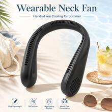 Portable Neck Fan With 44 Air Outlets, Rechargeable Hands-Free Wearable Fan With Dual Turbo Motors, 3 Speeds Quiet Bladeless-Style Cooling Fan For Office Travel Commuting Outdoor - 黑色 - 查看 1
