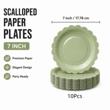 5/10/25 Pcs Green Hollow Lace Paper Plates, Dual Sizes 7/9 Inches, Perfect For Weddings, Birthday Parties & Party Decorations - Multicolor - View 8