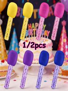 1/2Pcs Microphone Candy Tubes, 7.3 In Rock And Roll Party Favors, Disco Singer Theme Decoration, Colorful Plastic Candy Boxes For Snacks, Classroom Parties (Particle-Free) - Multicolor - View 1