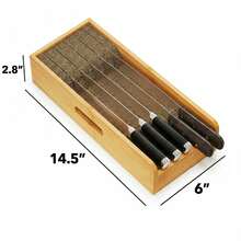 Bamboo Knife Drawer Organizer, Small Knives Holder Insert Block For Kitchen Drawer Storage, Flexible Cork & Rubber Dividers For Up To 12" Knives, Sturdy No Assembly Needed (Natural) - Khaki - View 8