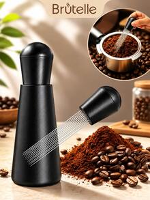 Brutelle 1pc Coffee Powder Needle Stainless Steel Coffee Powder Needle Portable Coffee Powder Distributor Suitable For Home Coffee Corner, Office And Travel - Black-b - View 2