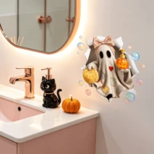 1/4pcs Cute Pink Ghost Bow Toilet Stickers, Removable Self-Adhesive Waterproof PVC Decals, Suitable For Bathroom Walls, Bedroom, Toilet Seat Or Tank, And Halloween Party Decoration - Wall Stickers - View 4