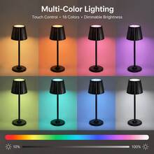 مصباح طاولة RGB بتحكم باللمس، واجهة USB-C، تغيير متعدد الألوان، مفتاح قابل للتعتيم، إضاءة ليلية للأجواء، ضروري لديكور الغرفة، بطانية مصباح مطوي بطراز ريترو، أنيق وعصري، مناسب لغرفة النوم، جانب السرير، الفندق، المقهى، ديكور المطعم، إضاءة الأجواء - مصباح مكتبي - مشاهدة 6
