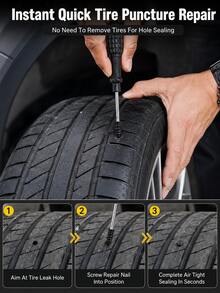 High-Performance Universal Tire Repair And Patch Kit, Quick Tire Repair Tool, Suitable For Cars, Motorcycles, SUVs, Trucks, RVs, Bicycles, ATVs, Including Tubeless Tire Repair - A - View 4
