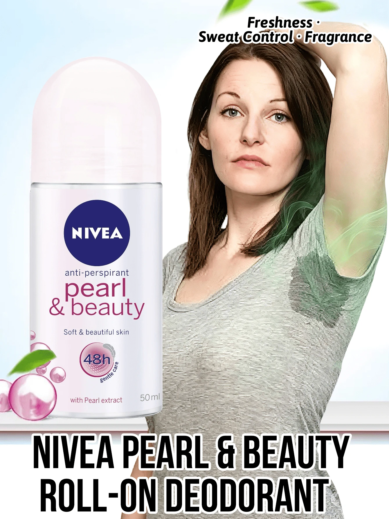 NIVEA 妮維亞珍珠身體滾珠止汗凝膠,有效控制體味。採用360°滾珠設計,快速乾燥並有效控制汗水,是日常使用與戶外活動的理想選擇。 - 珍珠瑩彩 - 查看 1