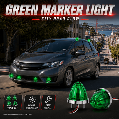 Watermelon-Shaped Green LED Marker Lights 4Pcs – DC 12-24V Side Lamps For Semi-Trucks & Heavy Duty Vehicles, Cool Gift