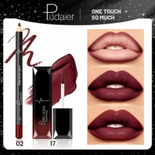 Pudaier Matte Lip Gloss & Lip Liner Set - Soft Matte Velvet Finish, Long-Lasting Waterproof, Nude & Bold Shades, Suitable For All Occasions And Multiple Makeup Styles - 02+17 - View 9