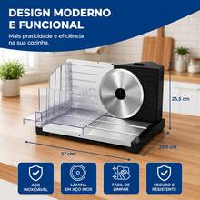 Máquina de Fatiar e Cortar Frios Elétrica Compacta para Carnes e Queijos - Entrada do Brasil (220V) - Visão 11