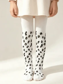 6 pares de mallas de punto casuales para niños, leggings de pie completo con estampado dulce de dibujos animados & animales, cintura elástica alta, amigable con la piel & cómodo, versátil para uso diario / escuela / fiesta - Multicolor - Ver 9