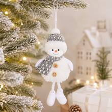 2pcs 17CM Hanging Snowman Christmas Ornament, White Winter Snowman With Knitted Hat, Scarf & Button Details, Soft Fabric Holiday Tree Pendant For Christmas Tree, Window, Mantel, Home, Party & New Year Decor - Multicolor - View 1