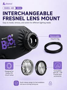 Bussi DH01-40 Softbox Inflable, Almacenamiento Portátil Plegable para Exteriores, Inflado Rápido en 30s, Incluye Juego de Lentes Fresnel, Compatible con Montura Godox, Perfecto para Iluminación de Retrato, Transmisión en Vivo, Cosplay y Fotografía de Productos (Bomba de Aire No Incluida) - Ver 6